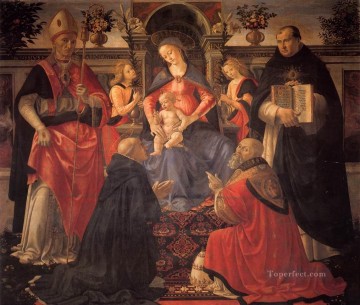  Angels Oil Painting - Madonna And Child Enthroned Between Angels And Saints Renaissance Florence Domenico Ghirlandaio